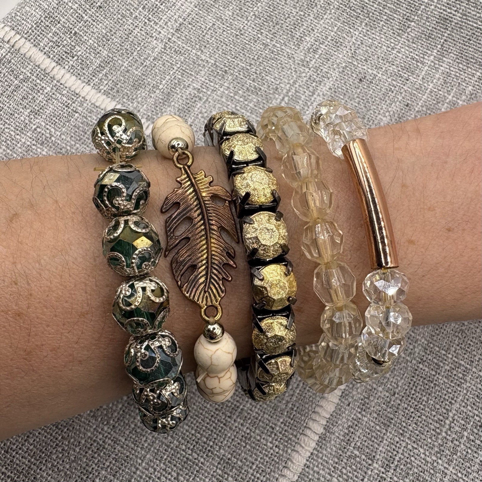 Lot of 20 Stretch Bracelets Mixed Beaded Stackable