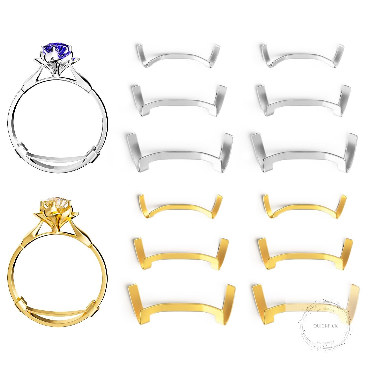 Filled Metal Ring Guard Set for Loose Rings,12 Pack 3 Sizes for Different Band
