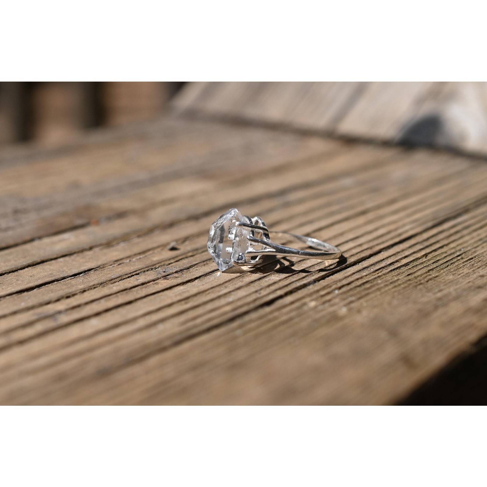 Herkimer Diamond Ring Rustic dainty unique alternative simple boho minimalist