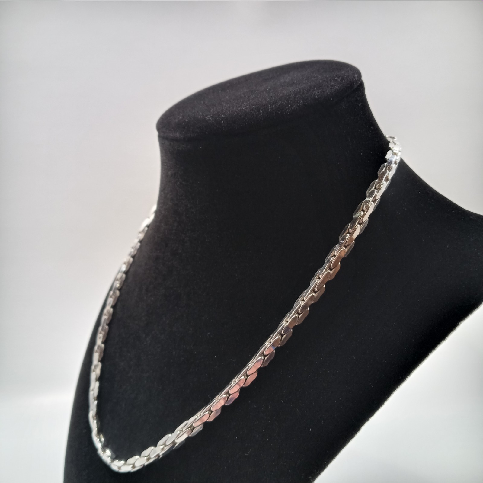 Sterling Silver 925 S Link 3-D Necklace 17.5″ Heavy