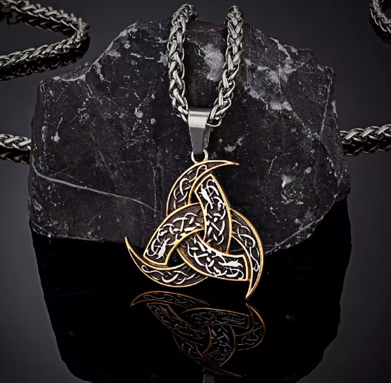 Viking Celtic Knot Pendant Necklace Stainless Steel Norse Nordic Jewelry Gift