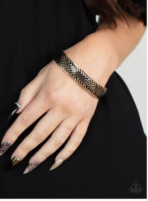 NEW WT PAPARAZZI RELIC RAIDER BRACELET CUFF MEN’S WOMEN’S GOLD BLACK UNISEX