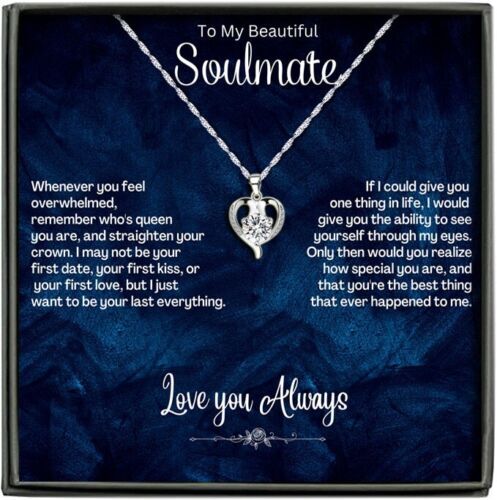 To Soulmate 925 Sterling Necklace Gift For Girlfriend Wife Valentines Day