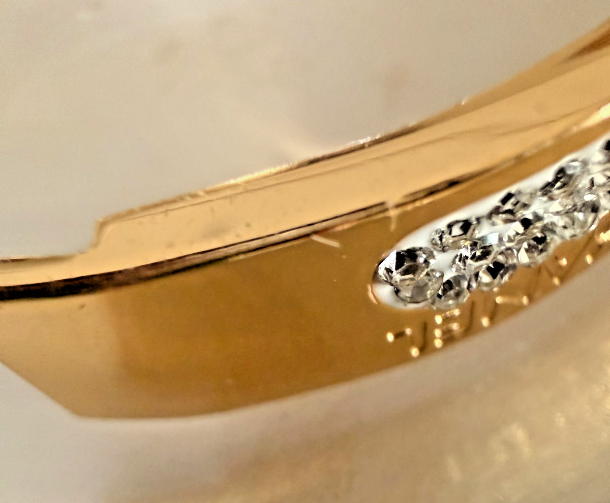 ✨ 18K Gold Laminated Surgical Stainless Steel Bangle Bracelet – White CZ Letter