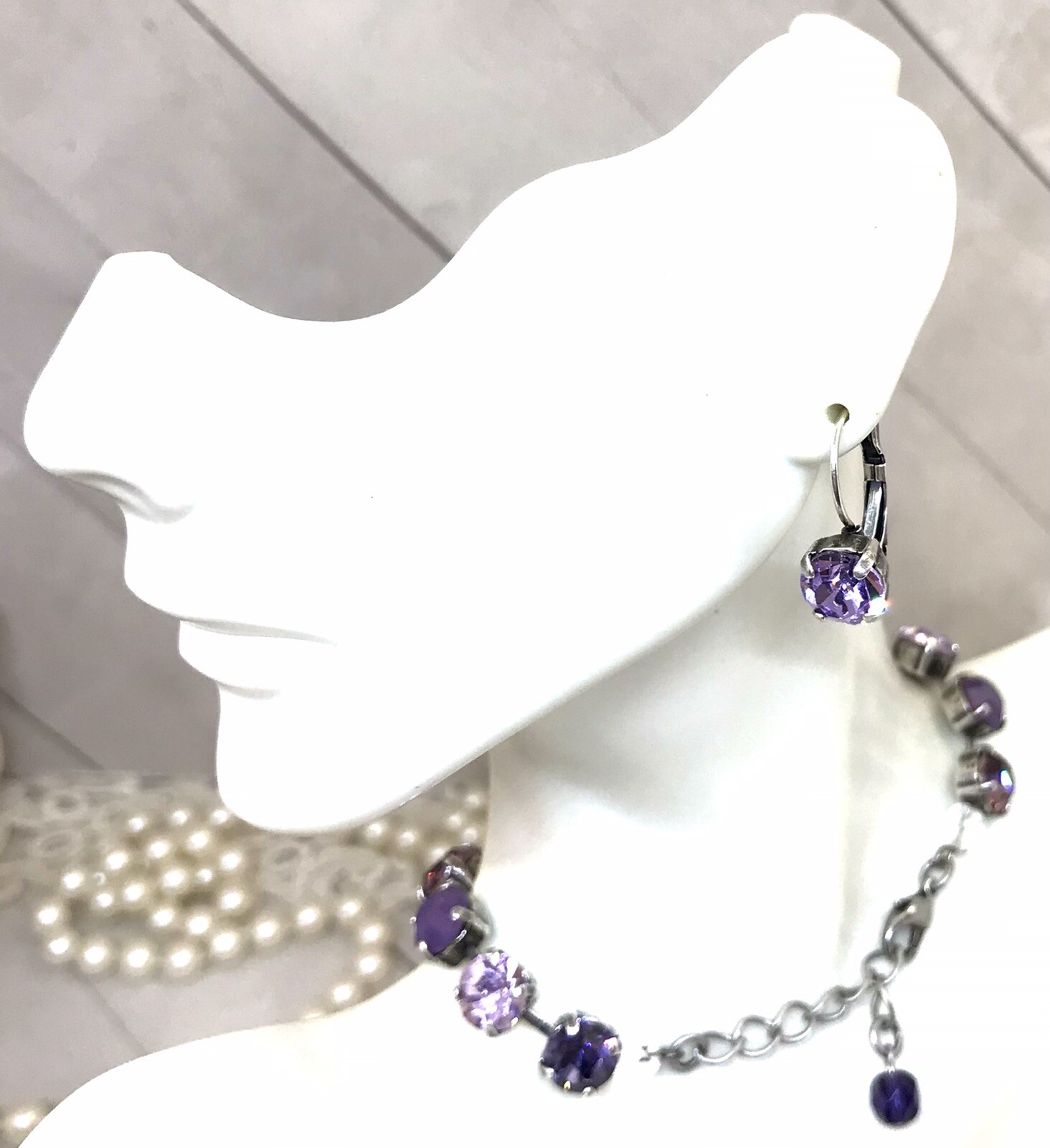 Purple Amethyst Opal Cup Chain Bracelet, Purple Amethyst Opal Tennis Bracelet