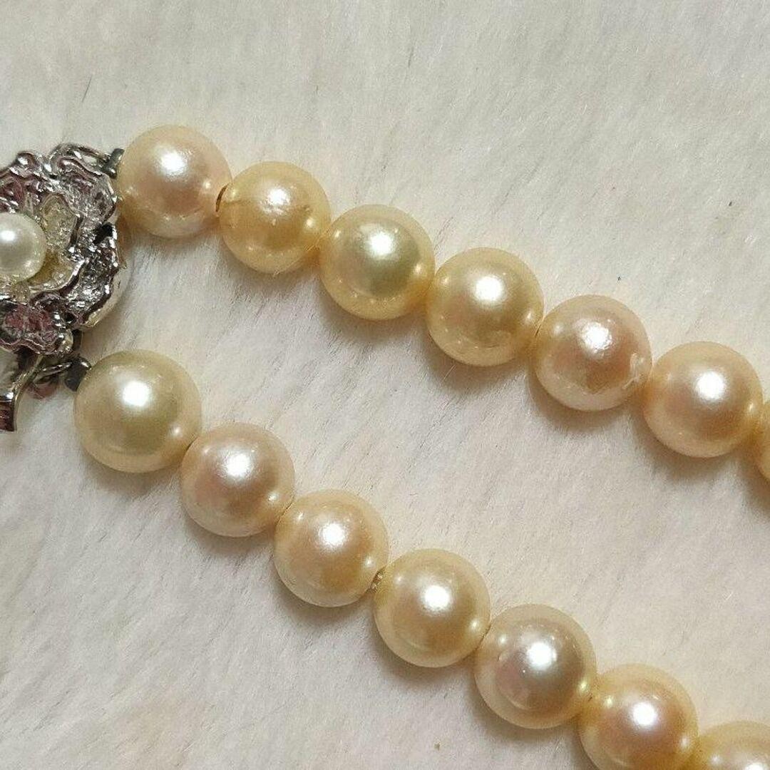 White South Sea Pearl Necklace 9.3mm Cream Gold Large Pearls From Japan