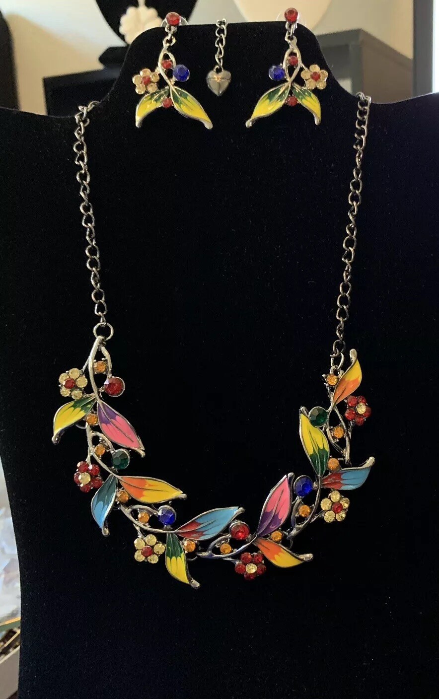 BRILLIANT Colors Necklace & Dangle Studs Set By Betsey Johnson MUST SEE!