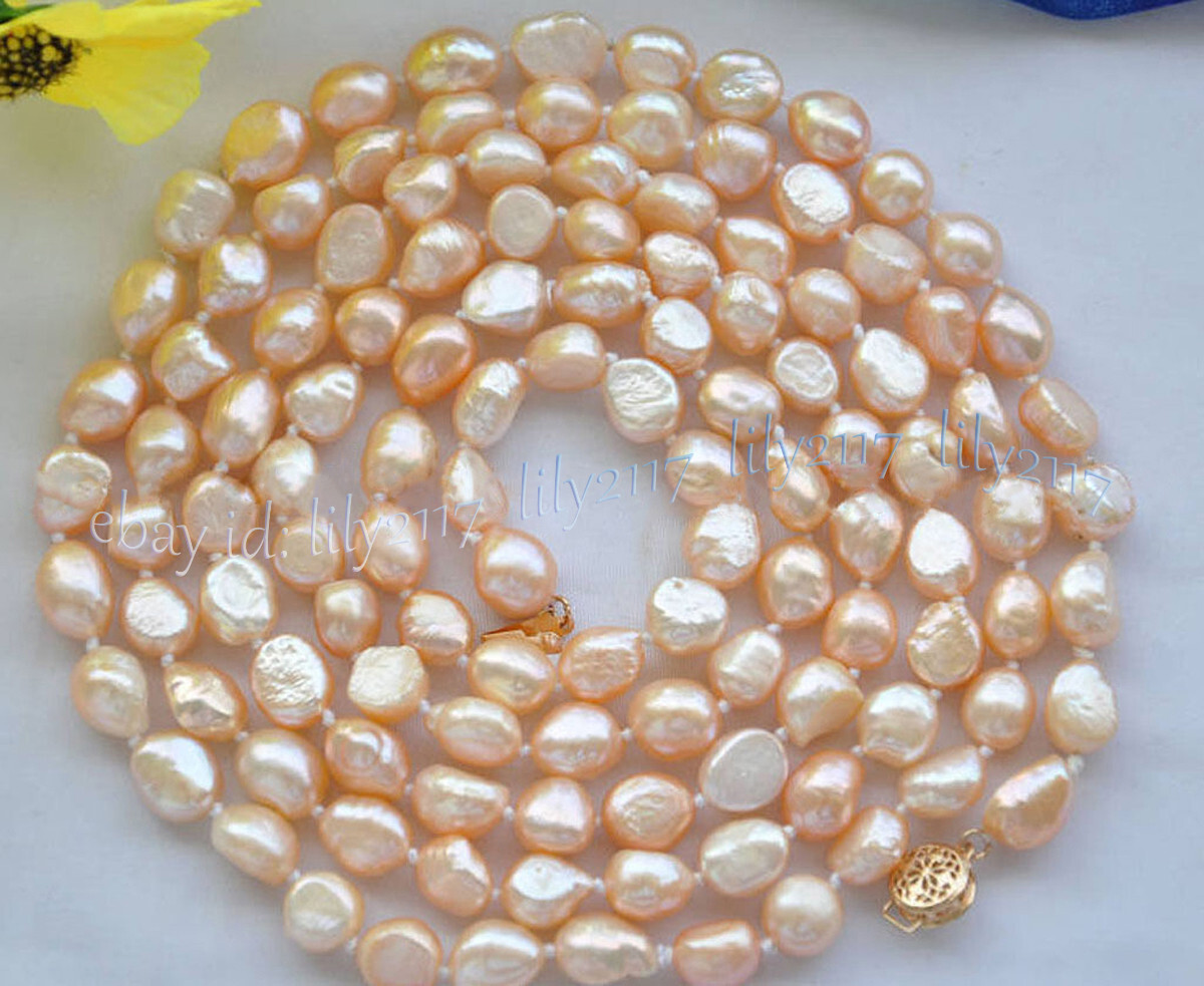 Genuine Natural Pink Freshwater Baroque Pearl Necklace Jewelry 14-100inch 7-11mm