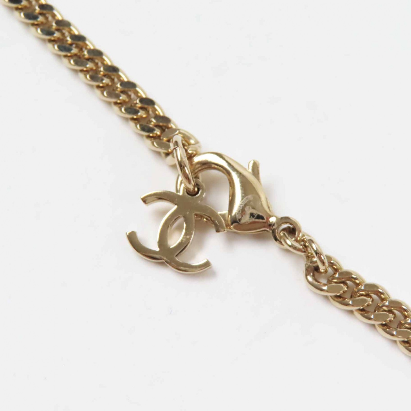 Excellent CHANEL Necklace Camellia Perfume Bag Icon Design Large COCO Mark B24P