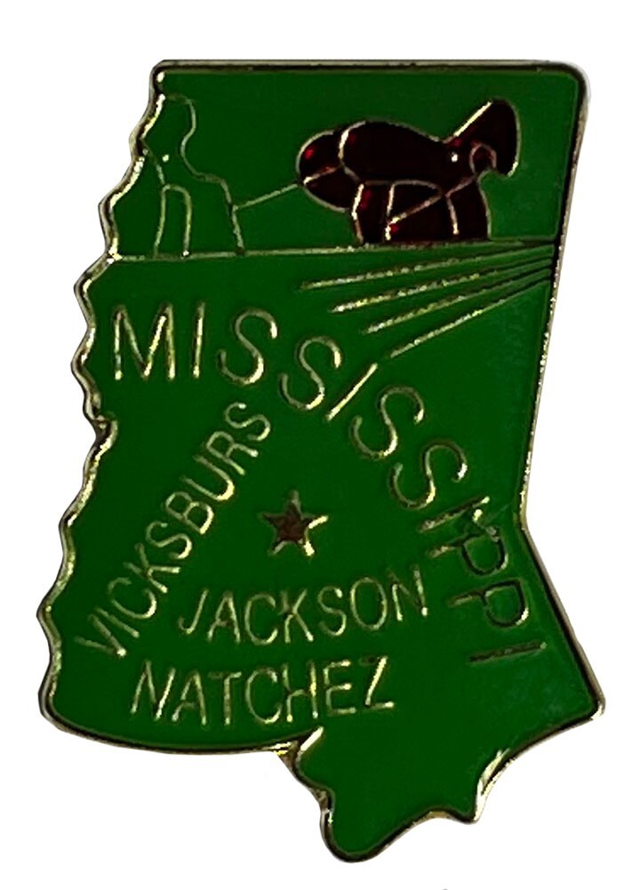 Vtg Mississippi Cloisonné Hard Enamel State Charm Souvenir Map Pendant VG+