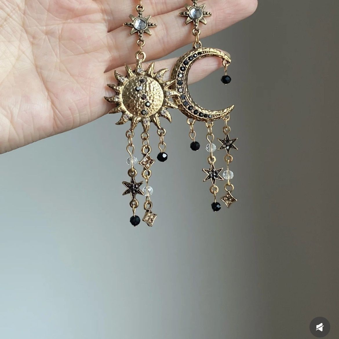 Tassel dreamcatcher stud earrings; star and moon earrings.