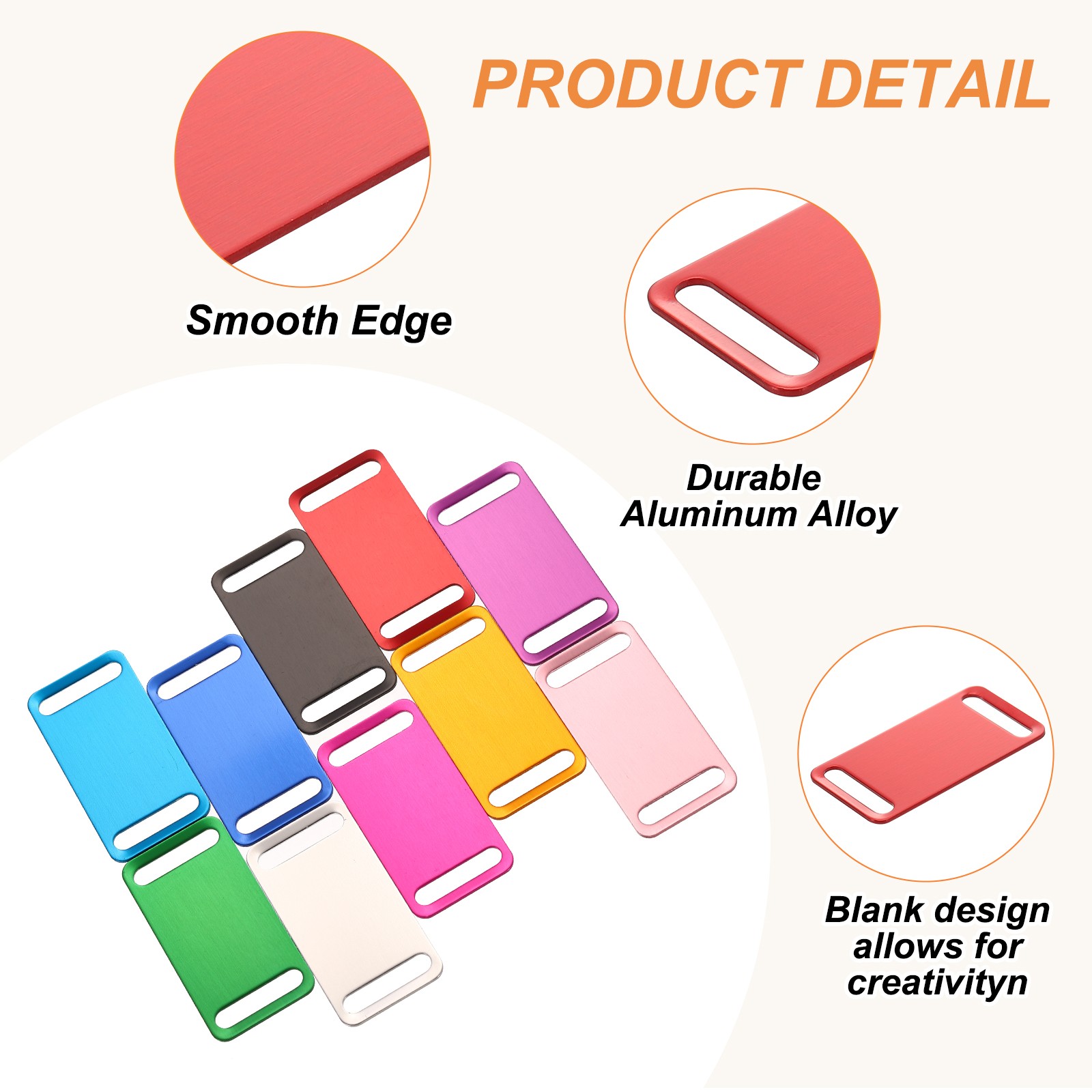 20 Pcs Anodized Aluminum Blank Tags 23 mm Sided Pet ID Stamping Tags, Red