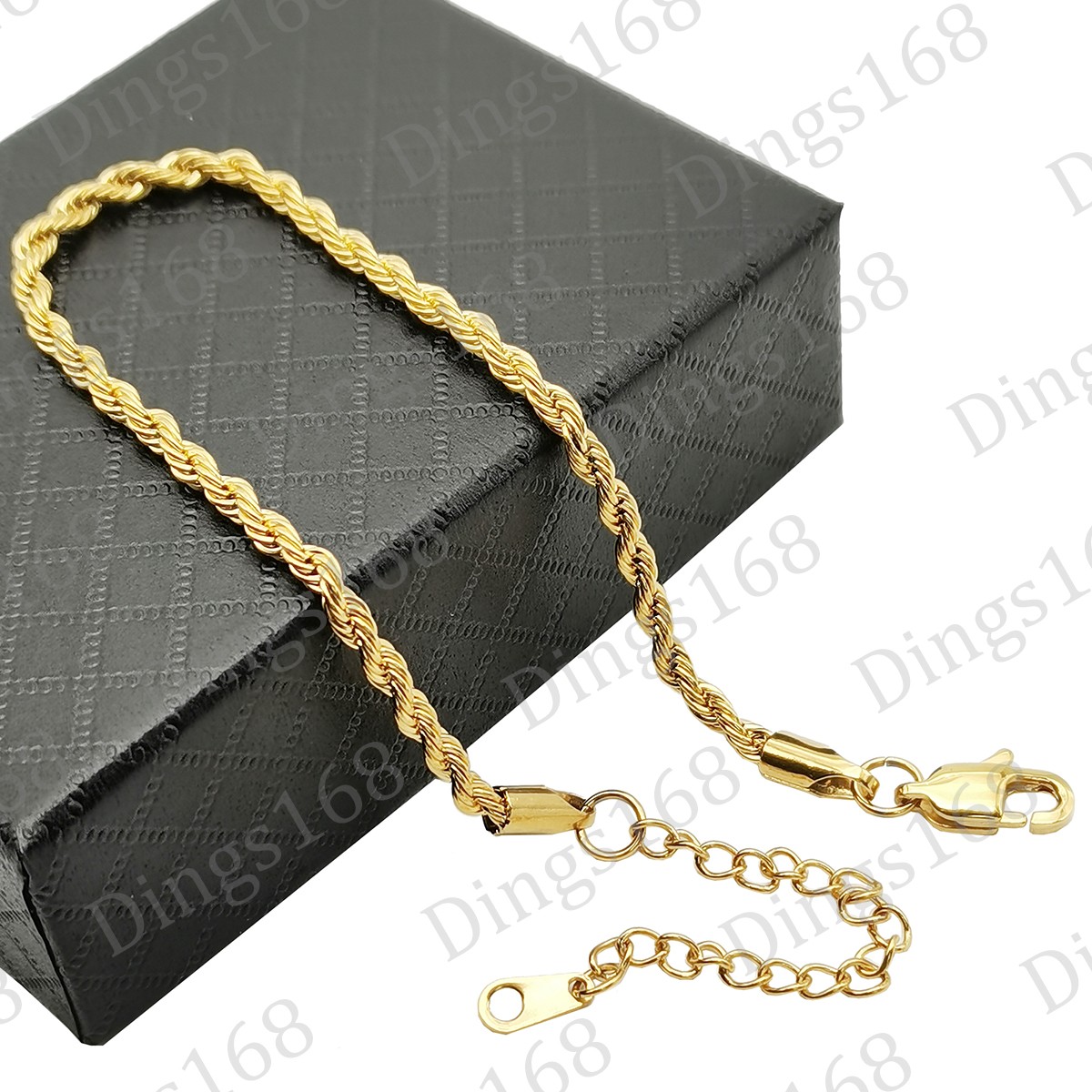 Unisex Genuine Classic 18K Yellow Gold Filled 3mm Rope Chain Bracelet 7″-10 inch