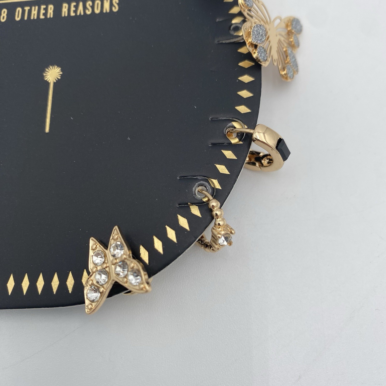 Wicked 8 Other Reasons Revolve Earrings & Ear Cuffs Set Butterfly Gold CZ Stones