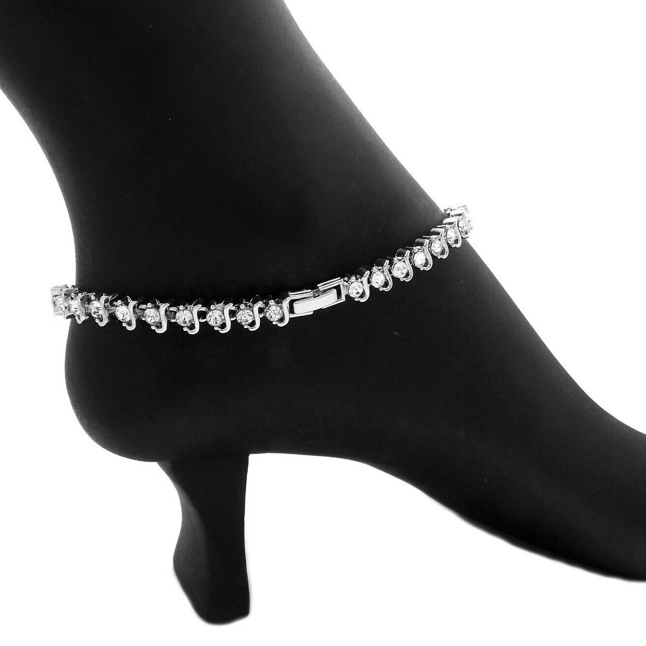 Women Gold / Silver plated CZ Tennis 10″ 11″ 12″ Chain Bracelet Anklet Jewelry