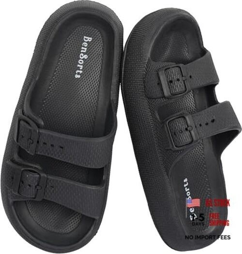 Pillow Sandals for Women Men Thick Sole 9.5-10.5 Women/8.5-9.5 Men Black