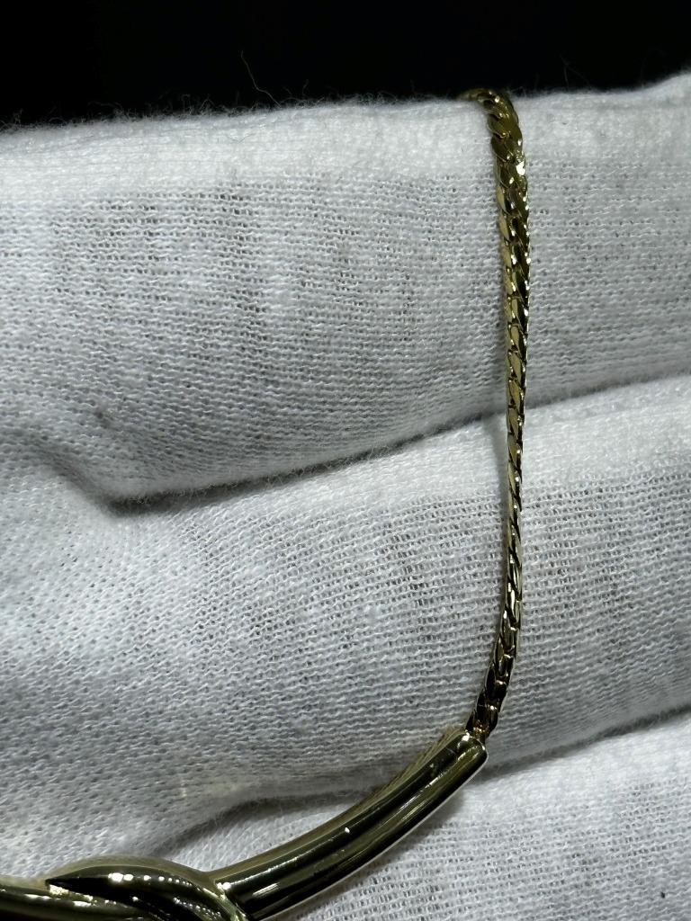 14k Solid Yellow Gold 18″ Length Diamond Halo Bar Design Chain Necklace 9.7 Gram