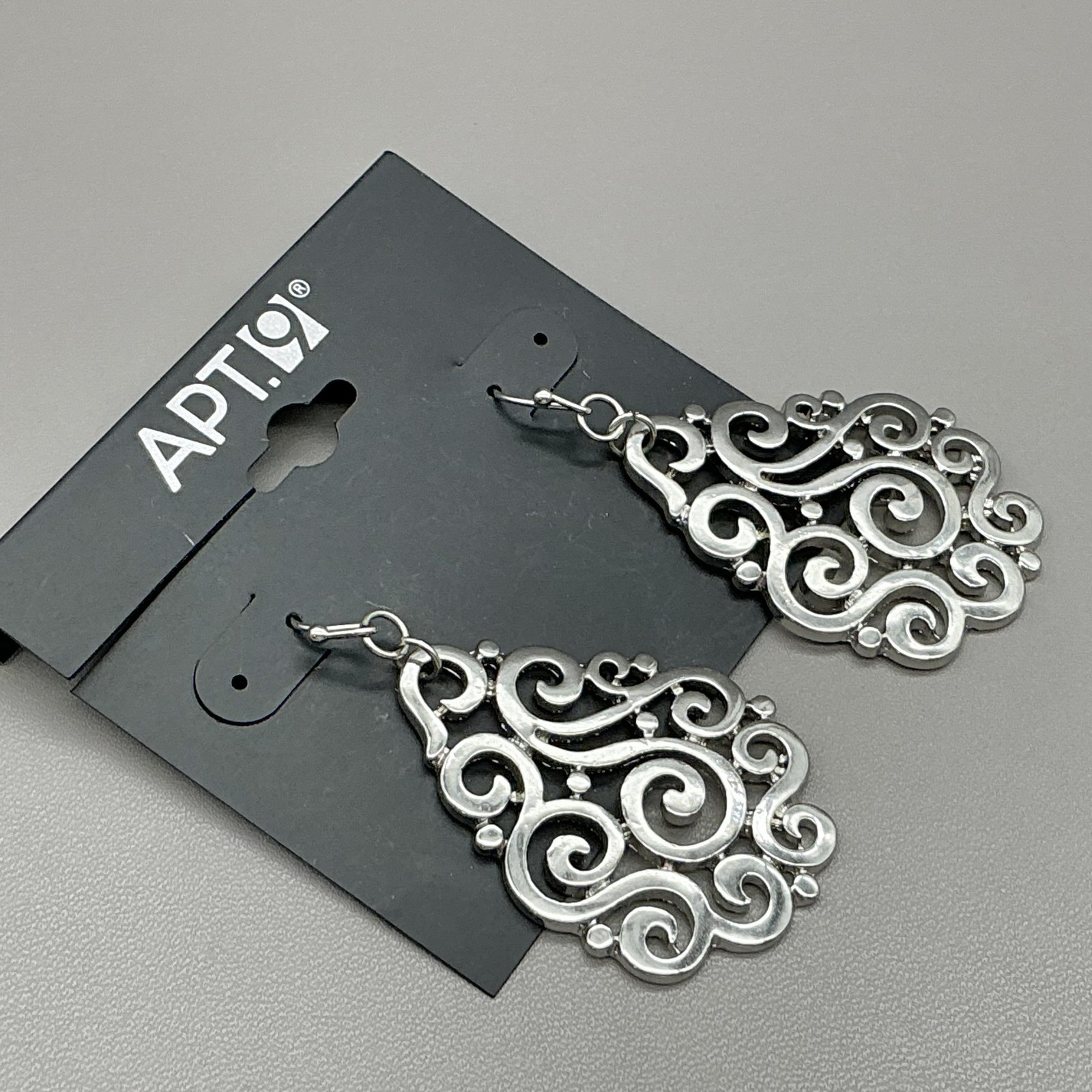 Apt. 9 Earrings Silver Tone Scroll Teardrop Dangle Womens Fashion Jewelry 2″