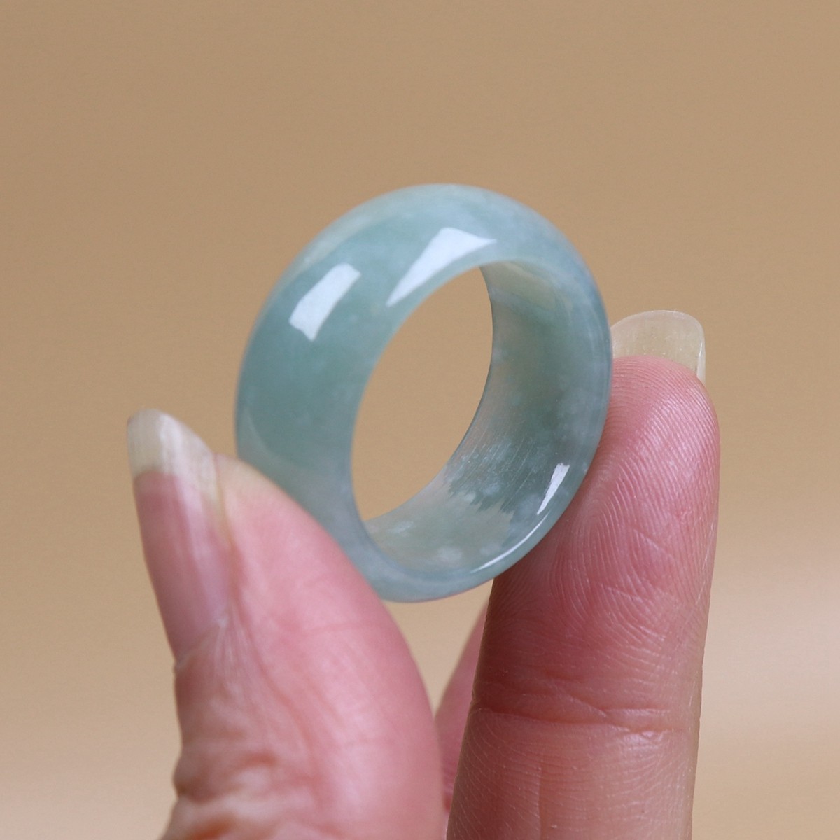 Certified Green 100% Natural A Jade jadeite 19.2 mm Ring US 9.3 # 戒指 42455a