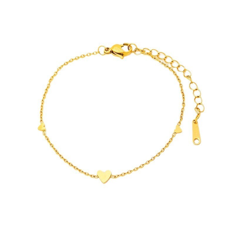 Women 6+2″ Stainless Steel 18K Gold Silver Heart Charm Bracelet Chain Gift PE14