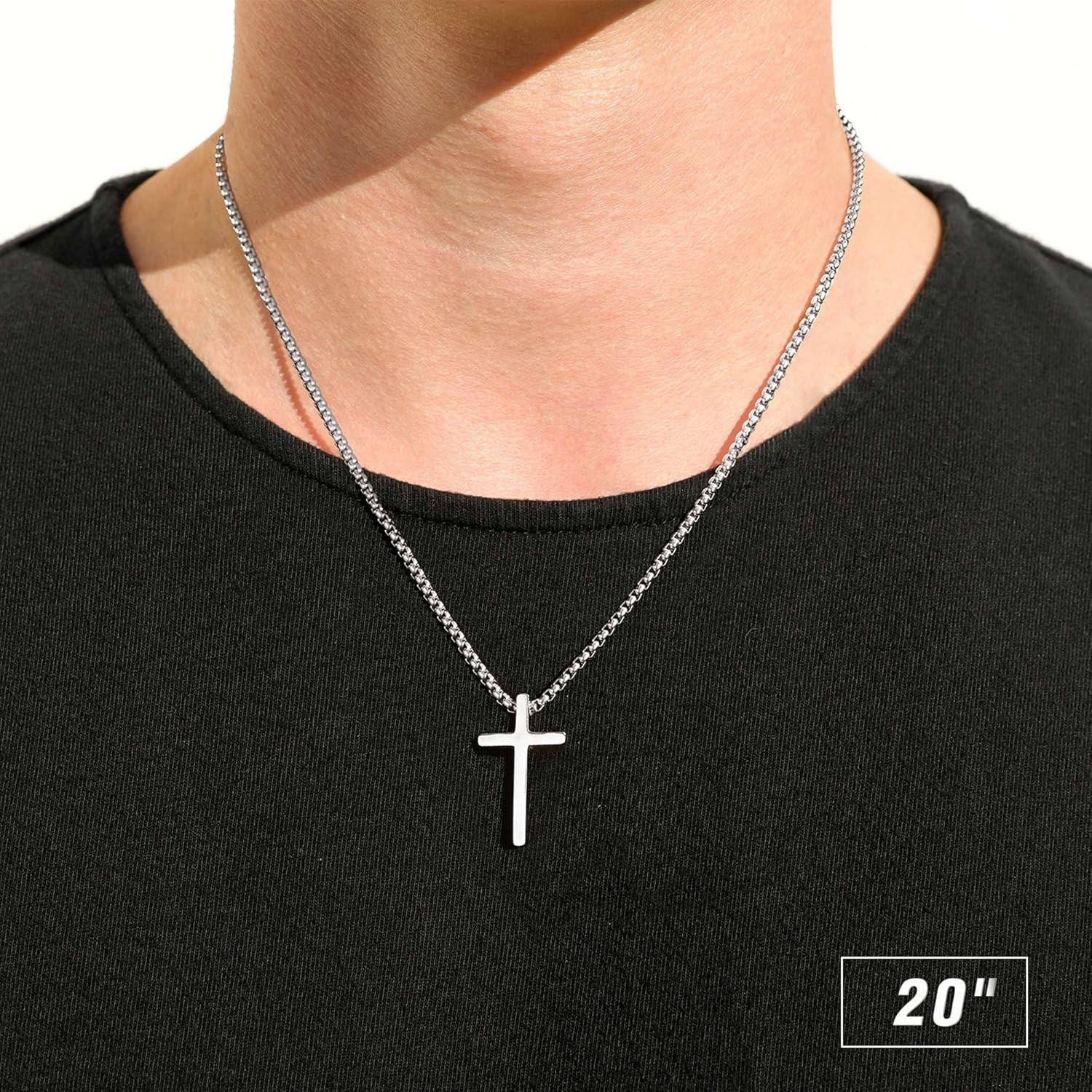 Stylish Cross Pendant Necklace for Men – Hypoallergenic Steel – 16 to 30 Inch