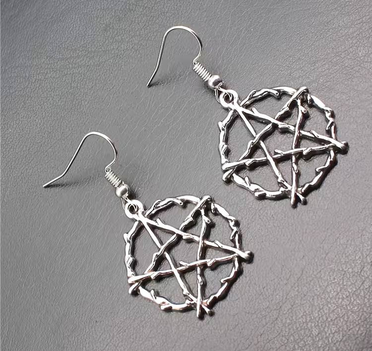 New Gothic Punk Zinc Alloy Pentagram Dangle Earrings