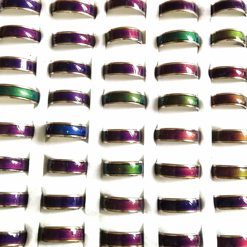 Bulk lots 100pcs Men’s Women’s Wholesale Mood Ring Temperature Color Change Ring