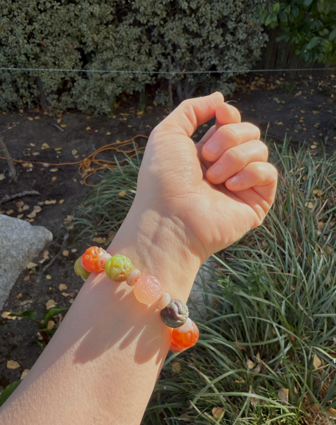 13.5mm+ Colorful Skinned Yanyuan Agate Nine-Tail Fox Beaded Bracelet｜多彩盐源手串