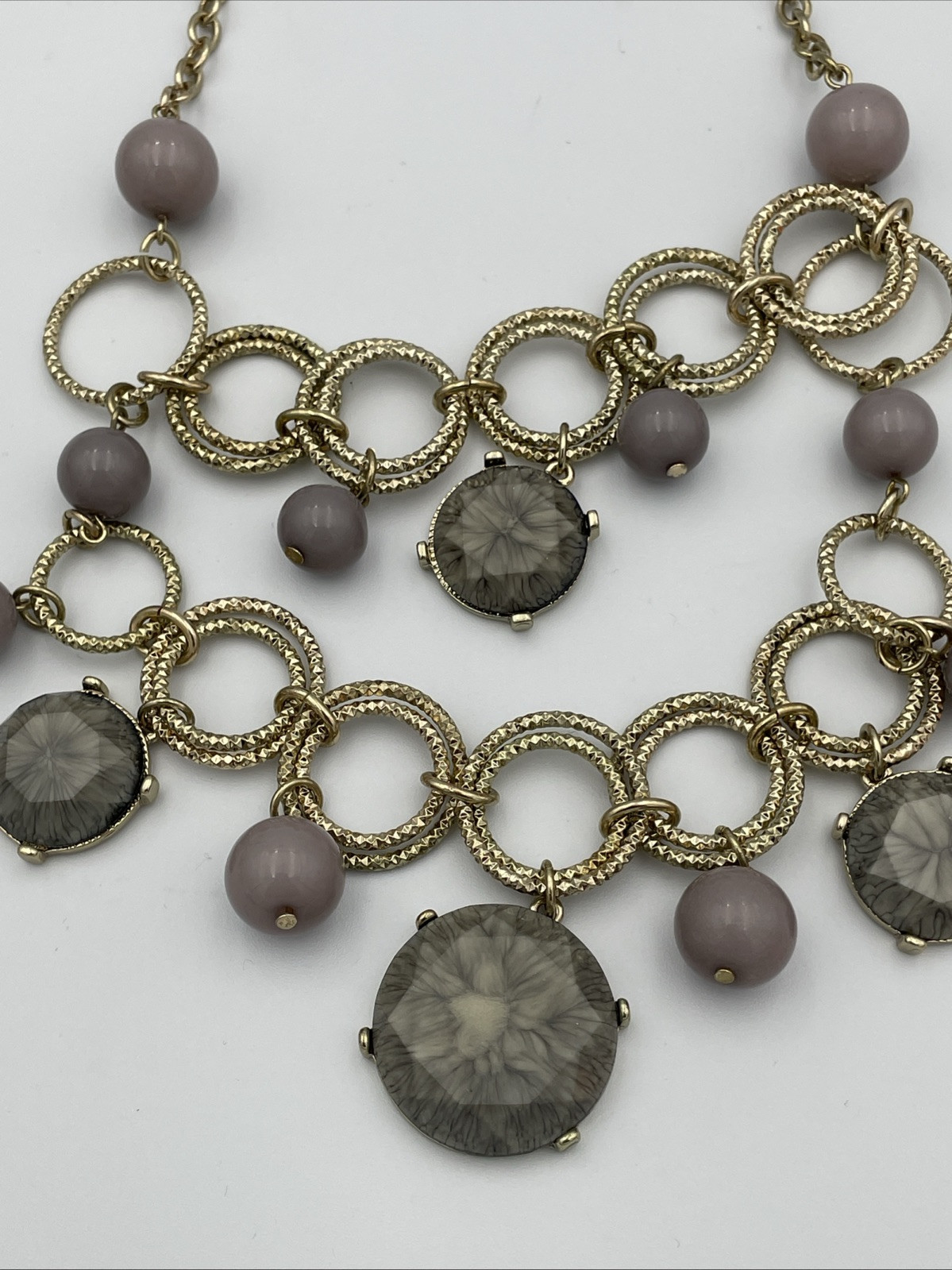 Vintage Unique Lavender Lucite, Facet statement Bib necklace