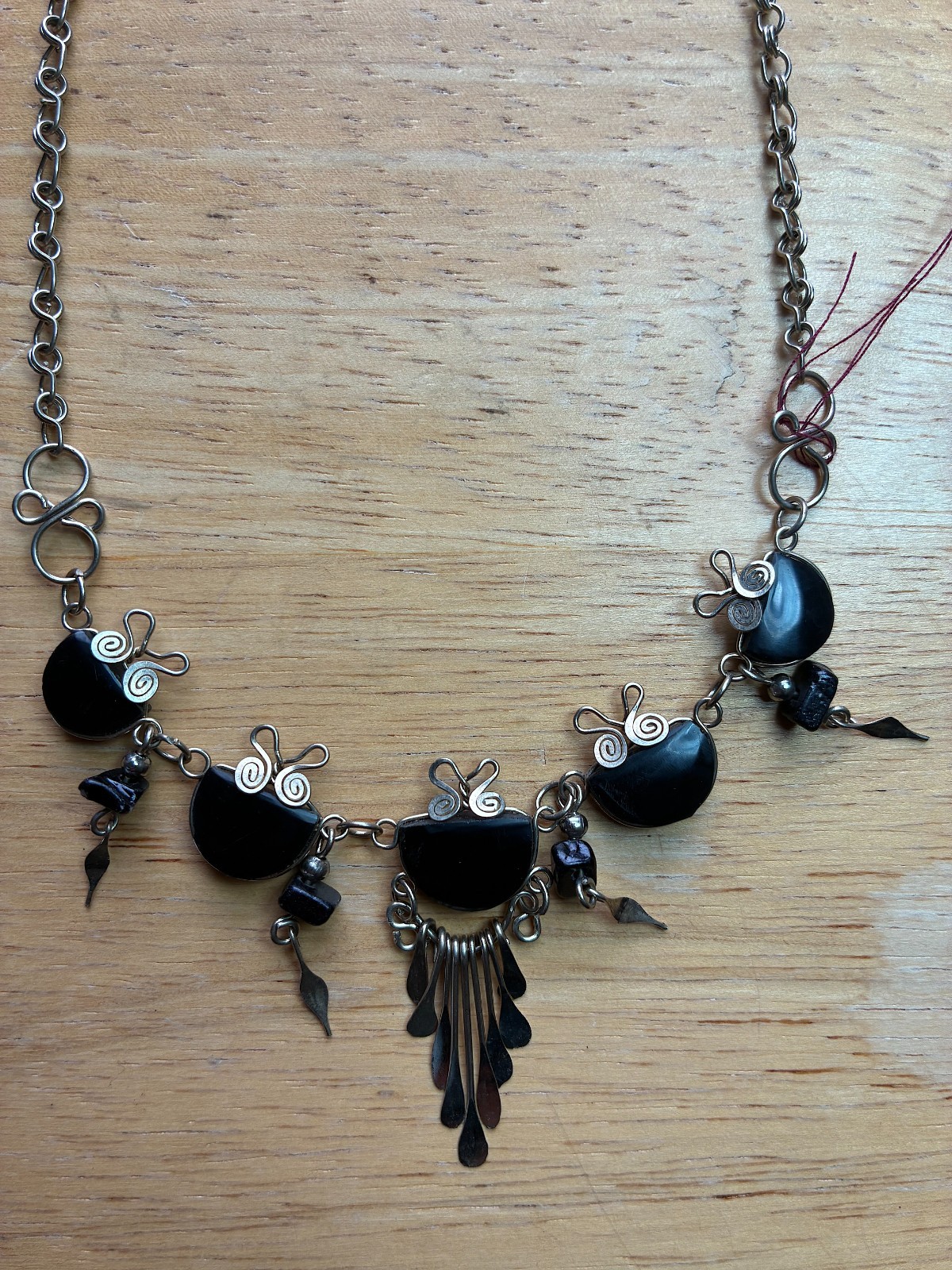 Lot Of 5 Peruvian Alpaca Silver Wire Wrapped Semi Precious Stone Bead Necklaces