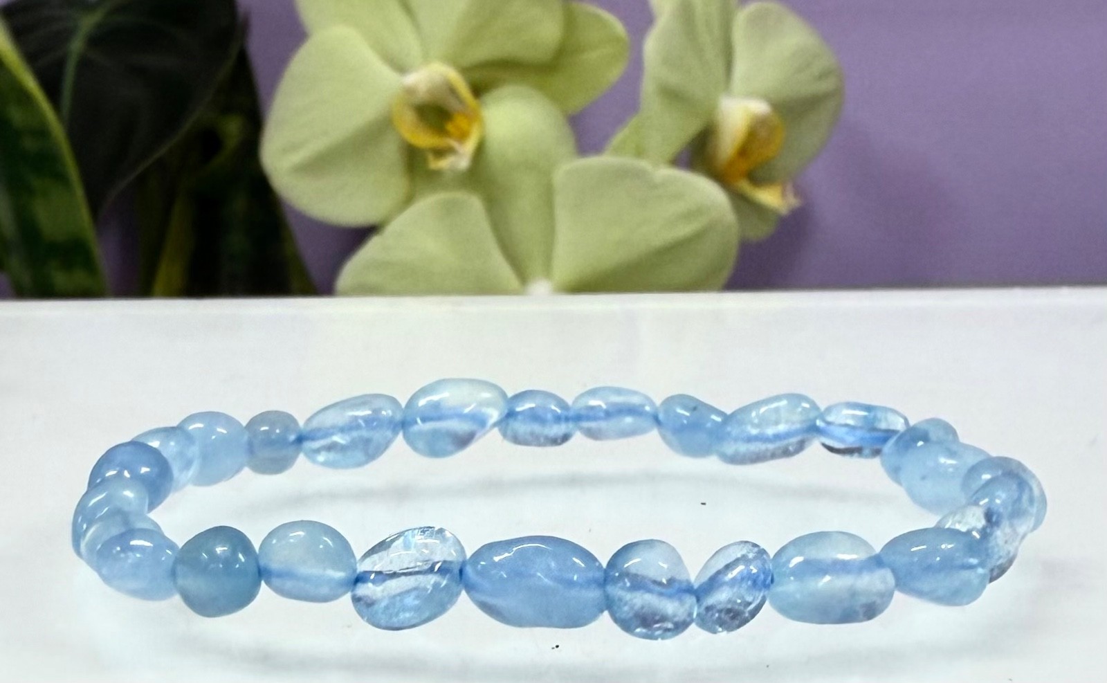 Wholesale Lot 6 Pcs 6mm Aquamarine Tumble Stretch Bracelet Natural Crystal