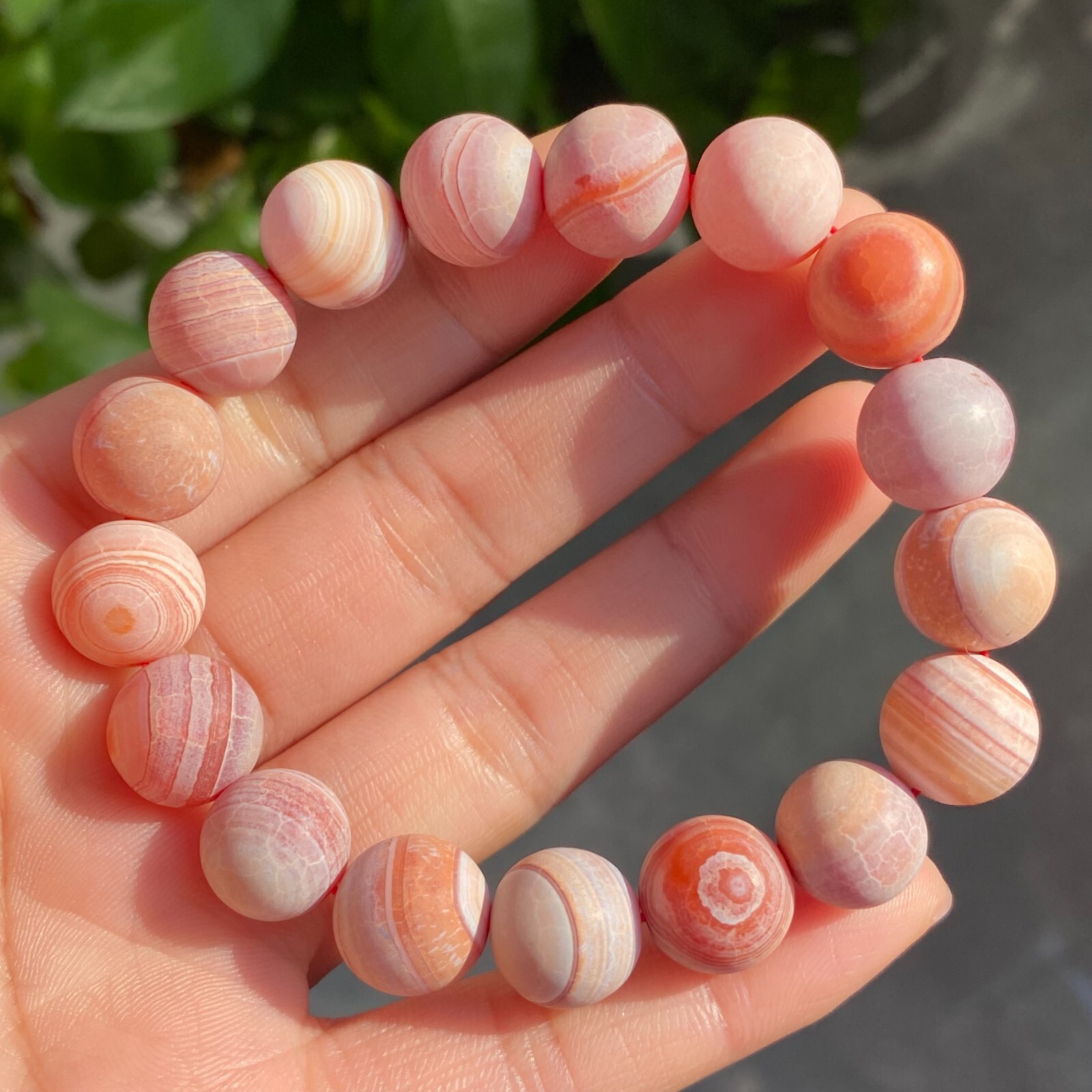 12mm Natural Red Gobi Agate Eyes Madagascar stone Bracelet (not polished) C1527