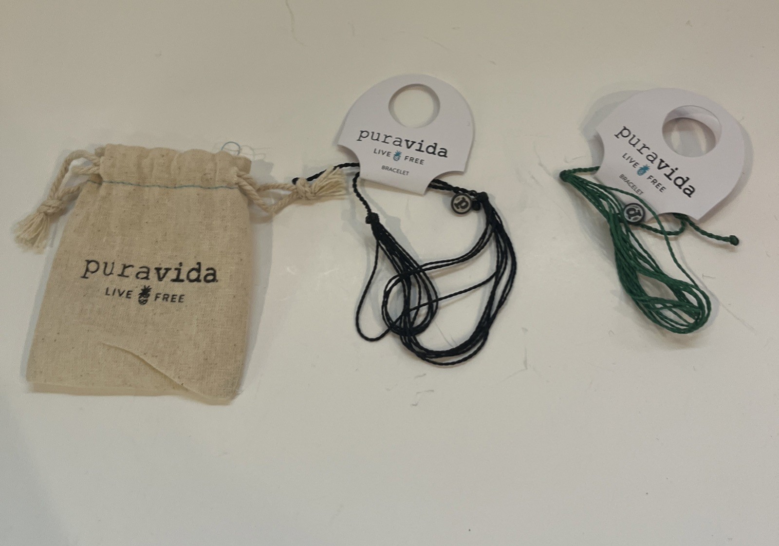 Pura Vida original Bracelet Live Free Lot of 2. Black Green