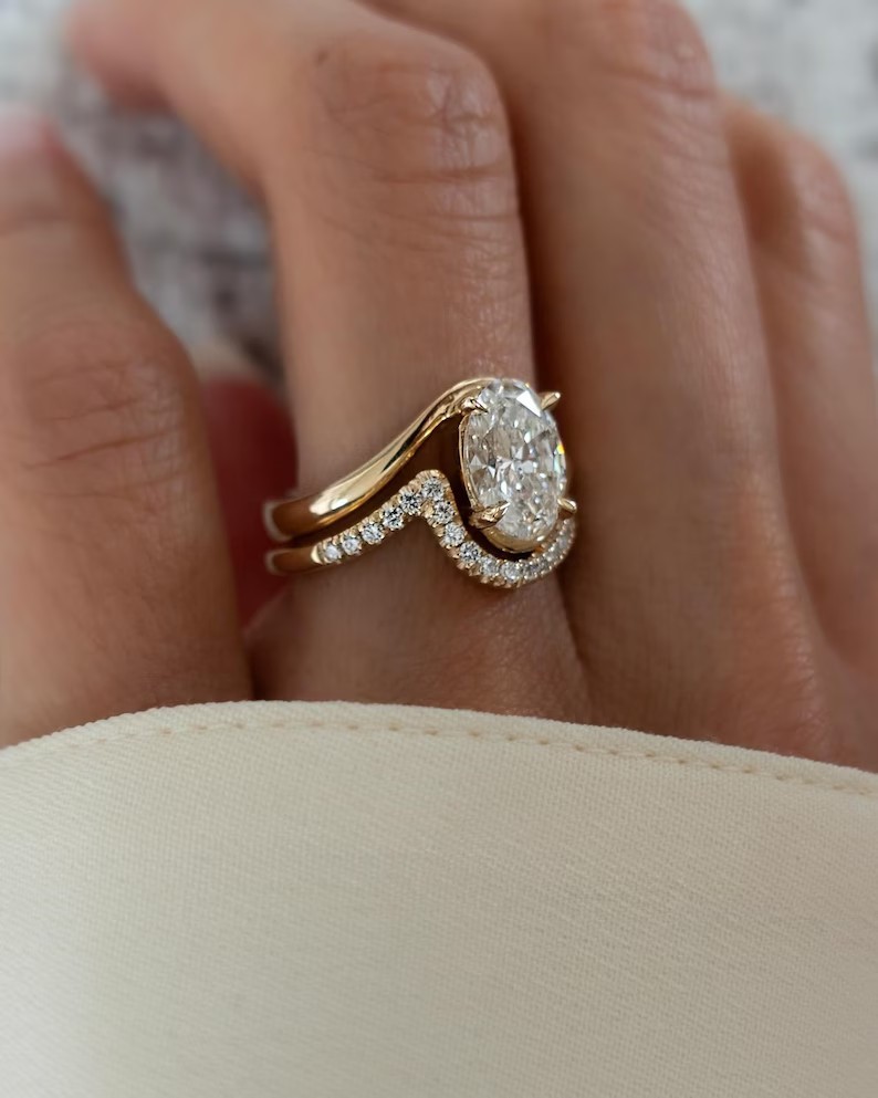 2Ct Oval Cut Simulated Diamond Bridal Set Ring 14k Rose Gold Plated