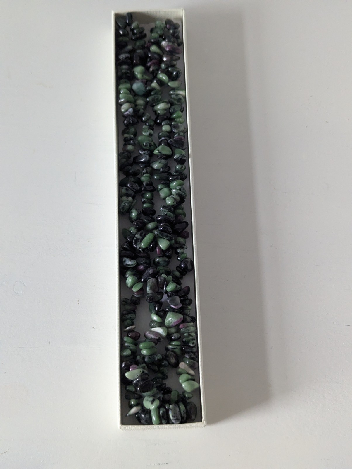 Ruby Zoisite Anyolite Chip Necklace 34″ Natural Gemstone Beaded Long Necklace