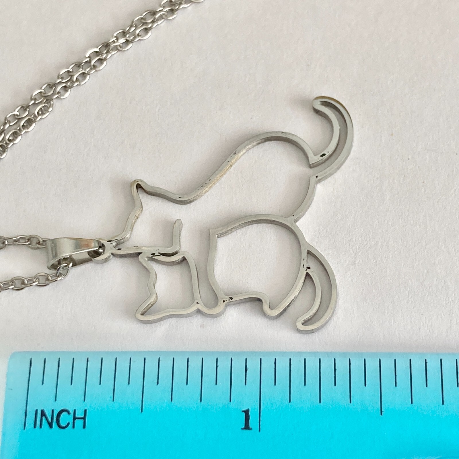 Two Cats Charm Pendant Necklace 17-19″ Chain Stainless Steel Cat Lady Silhouette