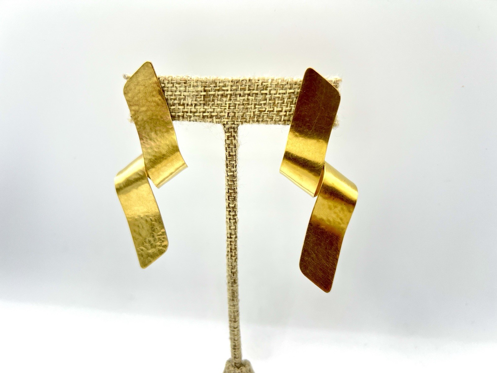 New Roost Brand Modern Twist Brass Sculpture Earrings Wearable Art Wholesale