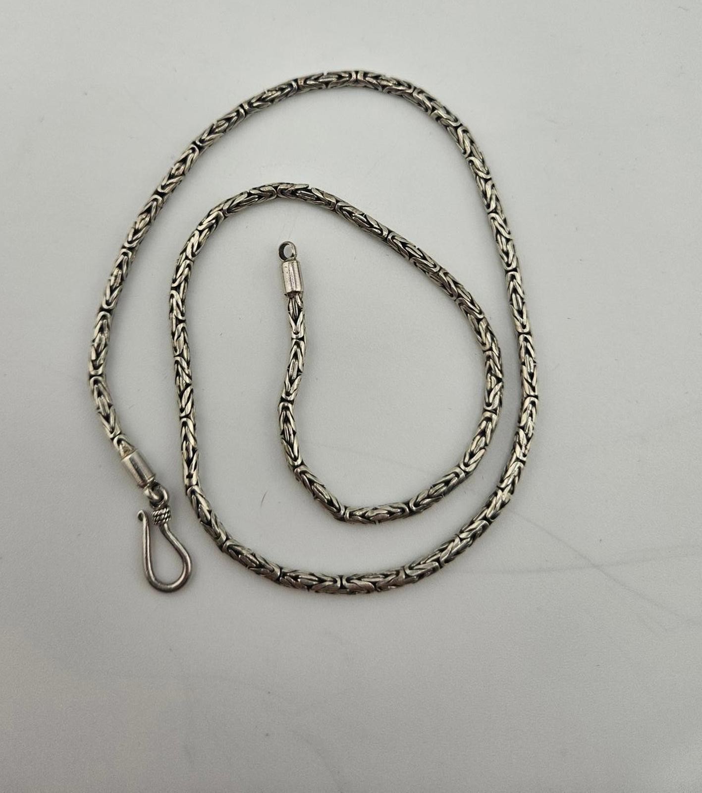 17.5in Sterling Silver Byzantine Bali Necklace Chain