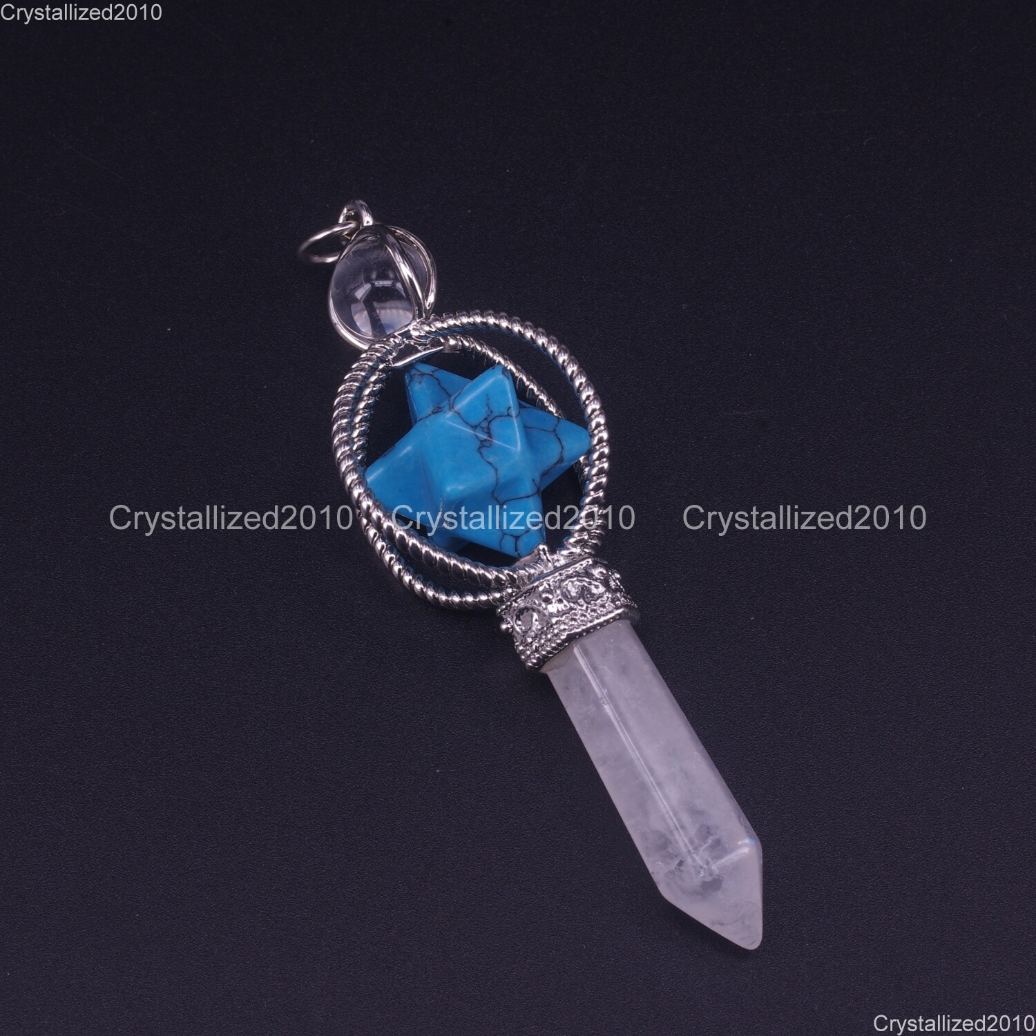 Natural Gemstones Merkaba Healing Crystal Pointed Reiki Chakra Pendant Necklace