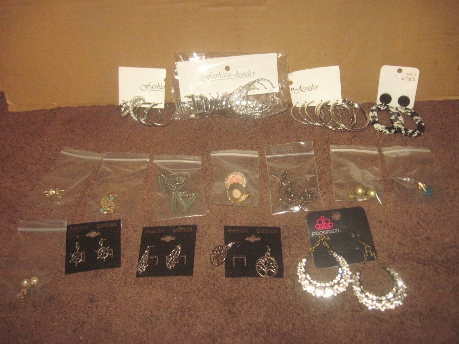 24 Pairs of Post & Wire Earrings for Pierced Ears, Var. Styles & Colors