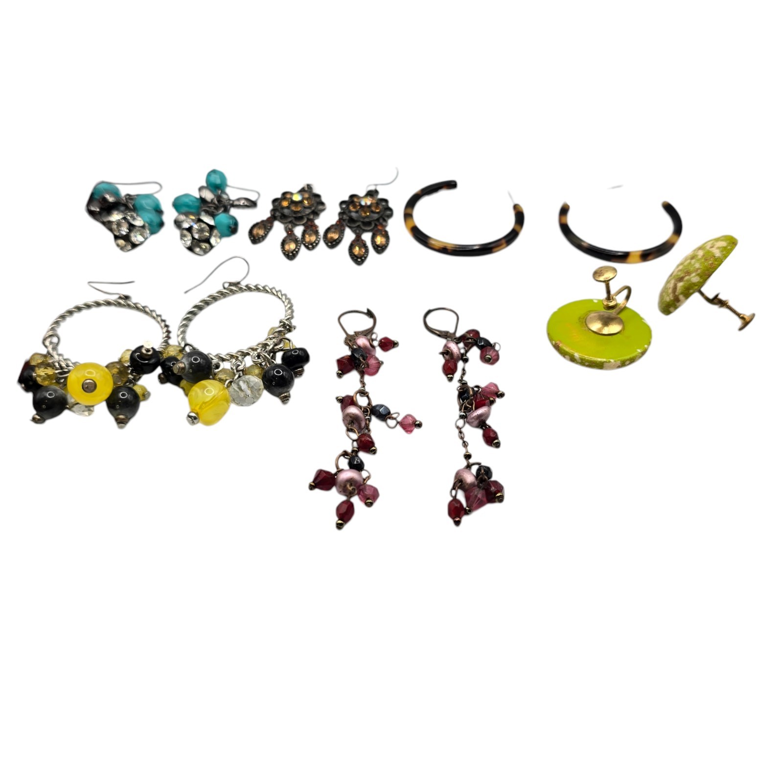 Earrings Lot Six Pairs Various Materials Styles Designs Colors Fashion SKU3070