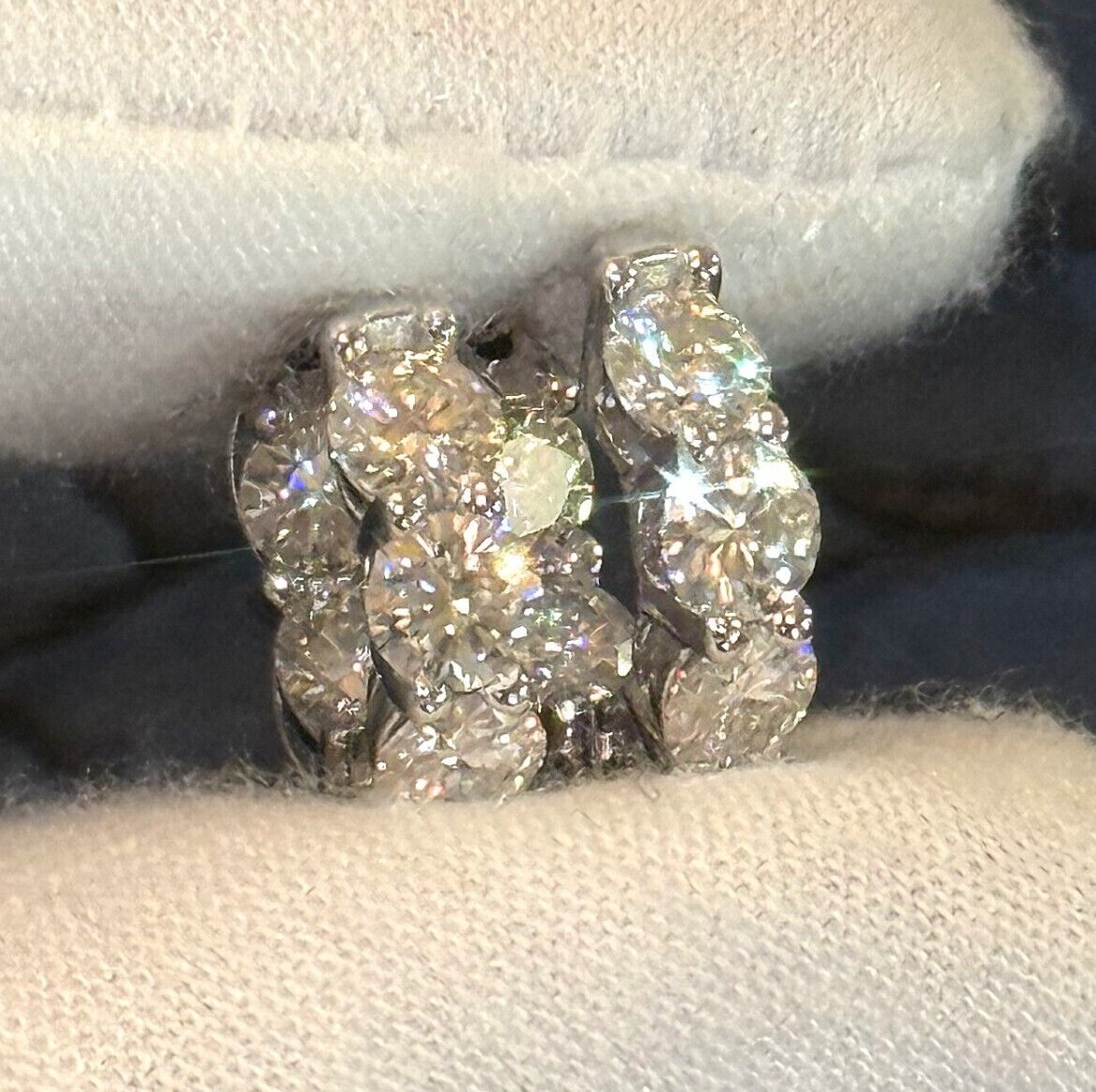 3.00 CTW Certified VVS1 Moissanite Hoop Earrings Huggies – 925 Silver 14K Gold
