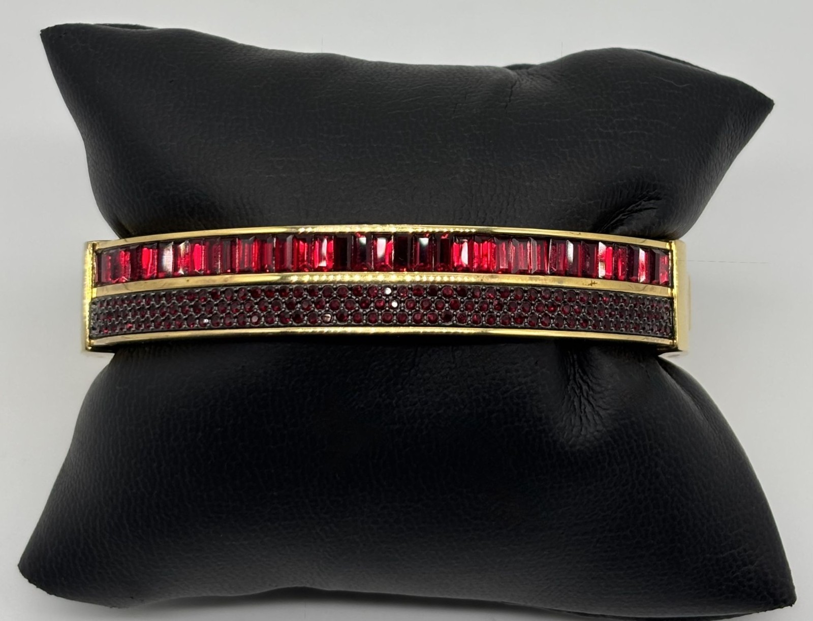Michael Kors Color Crush Hinged Bangle Cuff Garnet Colored Baguette Pave Crystal