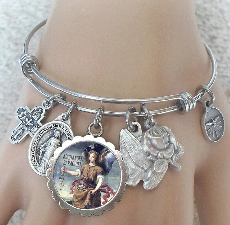 Archangel Barachiel Bangle, Patron Saint of Blessings and Lightning, Catholic