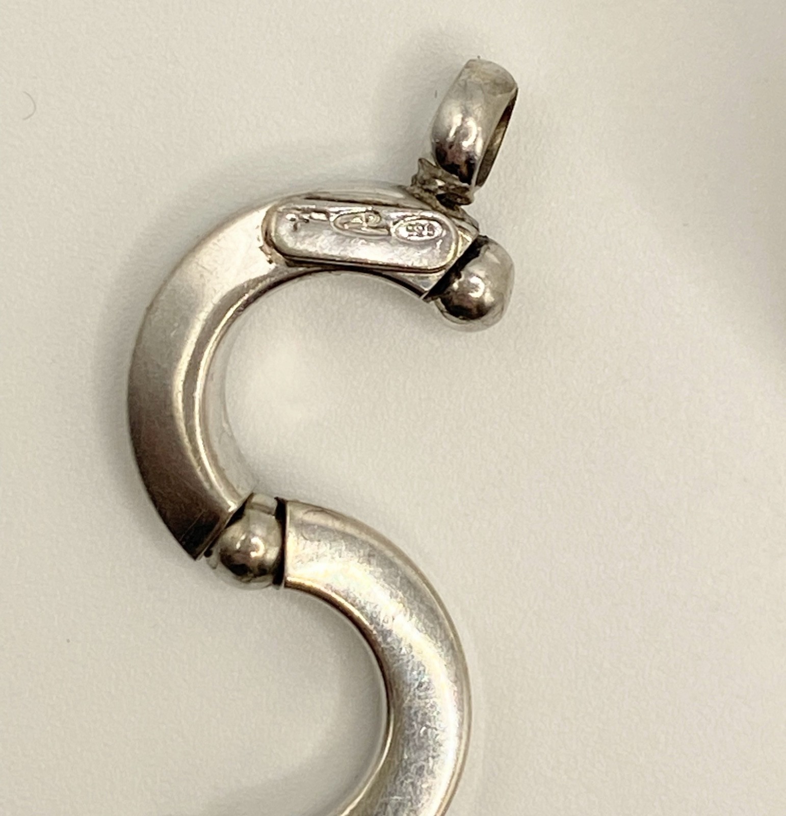 Unique Sterling Silver 925 Twisting C Link Bracelet 7 1/2” Long Artist Signed