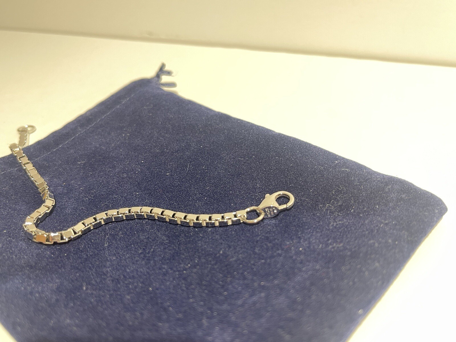 Bronzo Italia 6 3/4″ polished Box Chain Bracelet White Bronze item #J290838