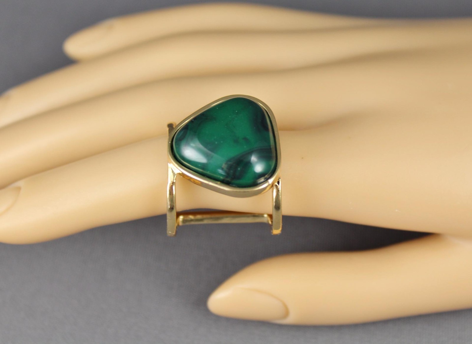 faux marble gem metal cuff big statement cocktail ring 7/8″ long open back