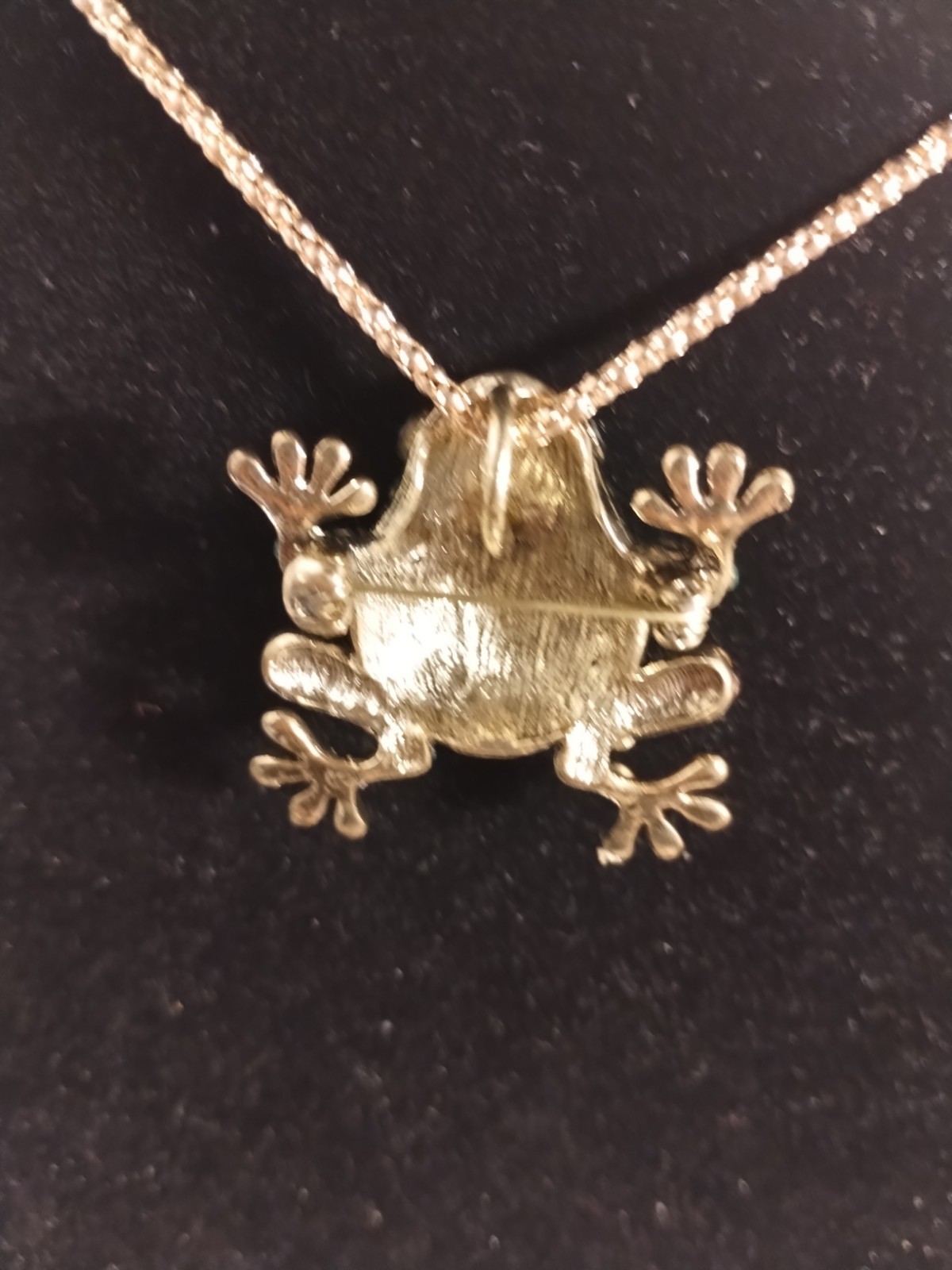 Betsey Johnson Green & Pink Rhinestone Frog Shaped Necklace Or Pin