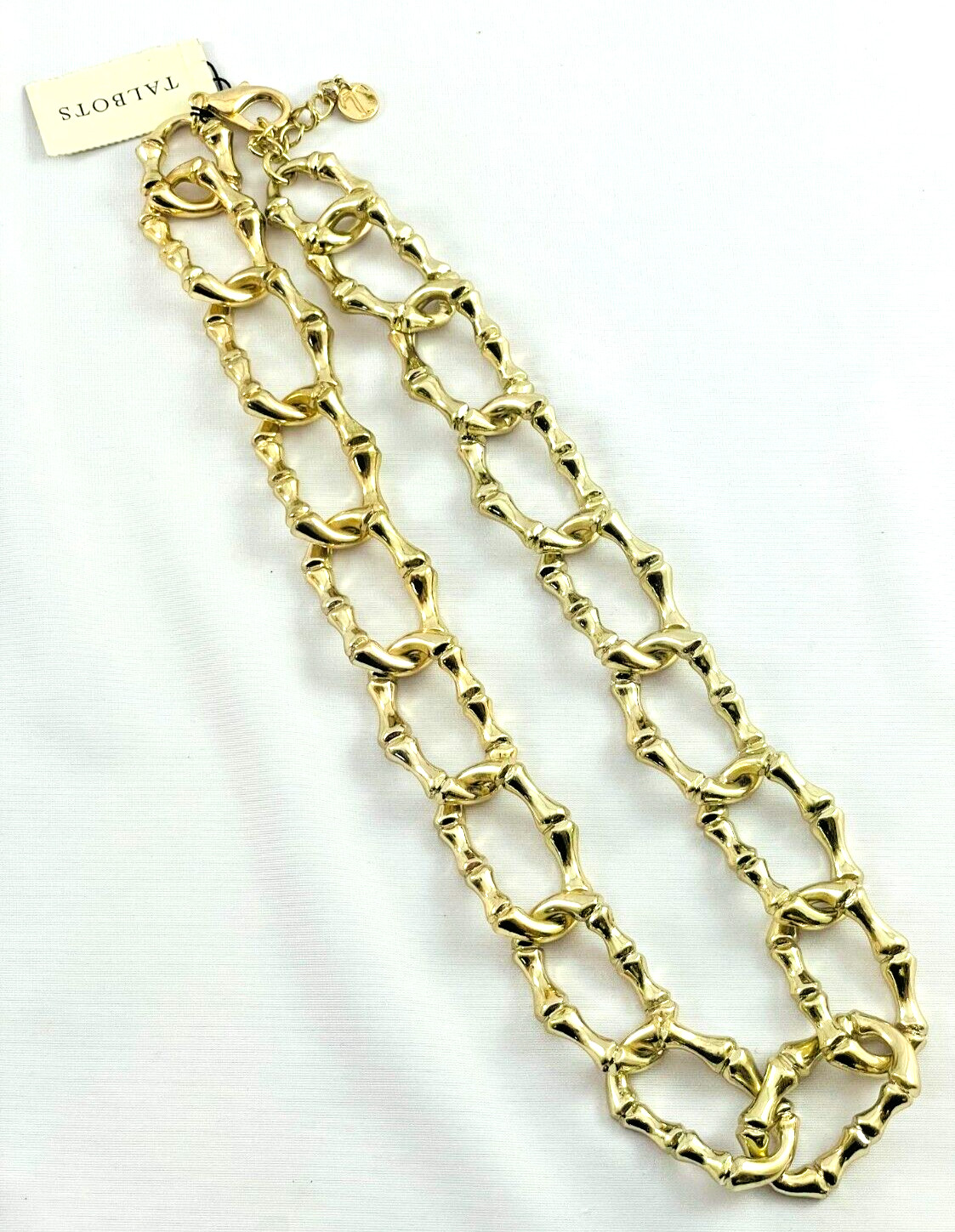TALBOT’S Gold Tone Stylized Bamboo Oval Link Choker Necklace New