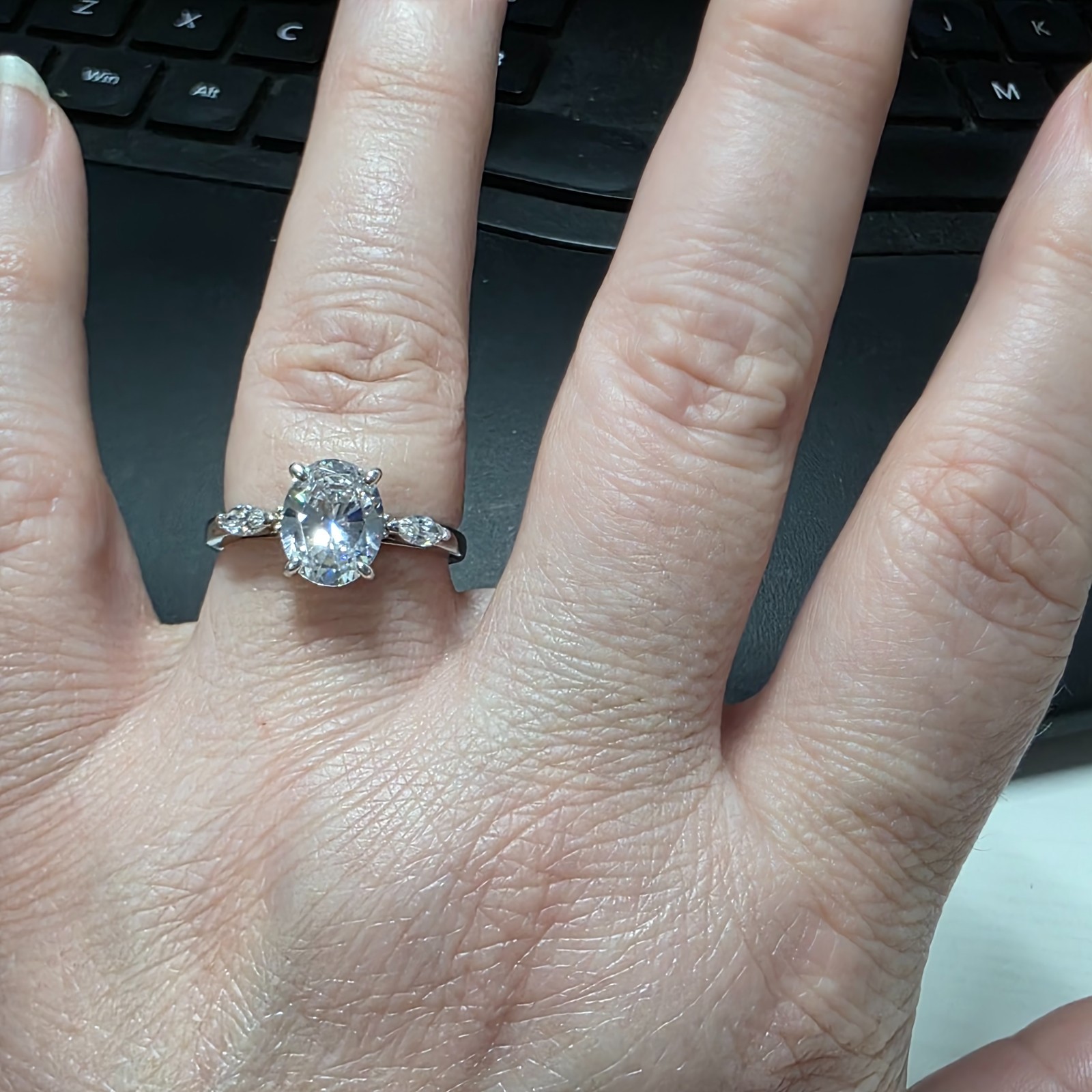 Berricle 3 stone CZ Sterling Silver Ring Size 9